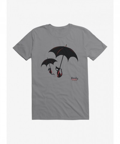 Emily's Strange Cats Umbrella Grey T-Shirt - Lightweight Cotton for Men