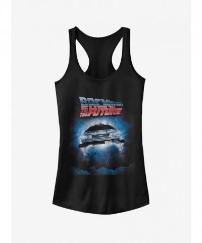Retro DeLorean Poster Girls Tank Top - Black