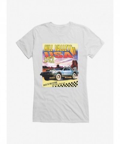 Back To The Future Hill Valley USA Lightweight Cotton Girls T-Shirt