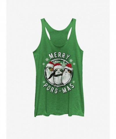 Star Wars Green Tank Top for Girls - Merry Porgmas Design