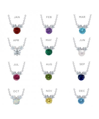 Minnie Mouse Birthstone Pendant Necklace by CRISLU - Platinum Finish for Girls
