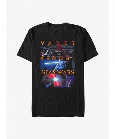Obi-Wan Kenobi vs Darth Vader Action T-Shirt - Black Men's Size