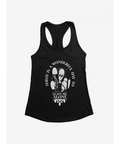 Addams Family Movie Girls Tank Top - Lightweight Comfortable Leave Me Alone Design - BLACK