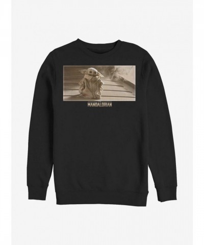 Mandalorian Child Character Men's Cotton Blend Crewneck Sweatshirt - Black
