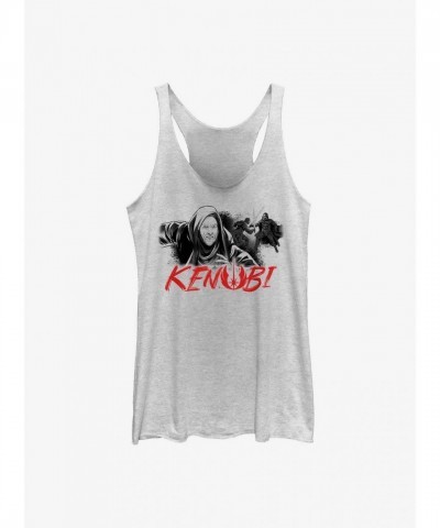 Obi-Wan Kenobi Spray Paint Girls Tank Top - White