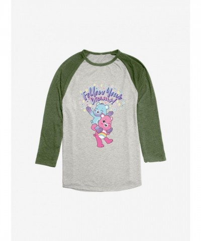 Care Bears Dreams Motif Raglan - Men's Green Unisex Tee