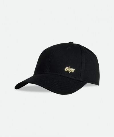 ONE Essentials Unisex Metal Logo Cap - Black with Gold Trim