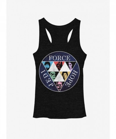 Star Wars Force Hope Jedi Heather Black Racerback Tank Top for Girls