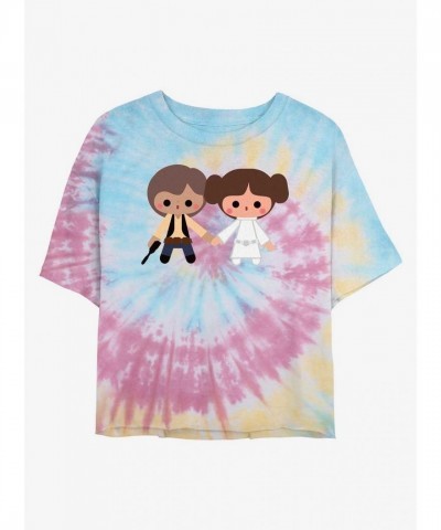 Star Wars Cute Han Leia Tie Dye Crop T-Shirt for Girls - Multi