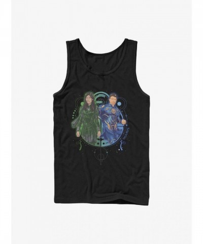Marvel Eternals Sersi And Ikaris Men's Cotton Duo Tank - Black
