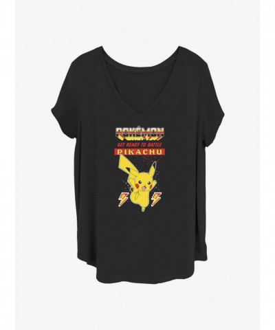 Pikachu Battle Ready Plus Size T-Shirt for Girls - Black