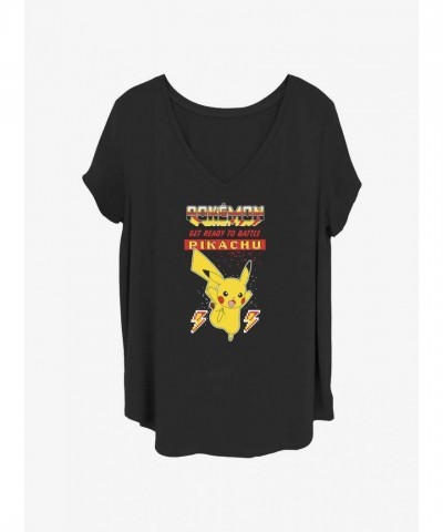 Pikachu Battle Ready Plus Size T-Shirt for Girls - Black