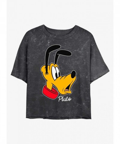 Disney Pluto Big Face Tee - Lightweight Cotton Crop for Girls