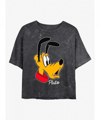 Disney Pluto Big Face Tee - Lightweight Cotton Crop for Girls