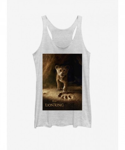 Disney Lion King 2019 Simba Poster White Heathered Tank Top for Girls