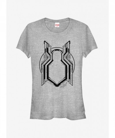 Marvel Girls' Grayscale Logo Spider-Man Homecoming T-Shirt - Black