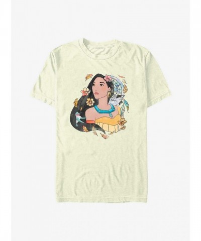 Disney Pocahontas Earth Day Dreamcatcher Sketch T-Shirt - Tan Beige Men's