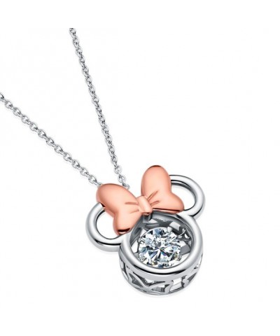 Minnie Mouse Sterling Silver Necklace with Rose Gold Bow by CRISLU