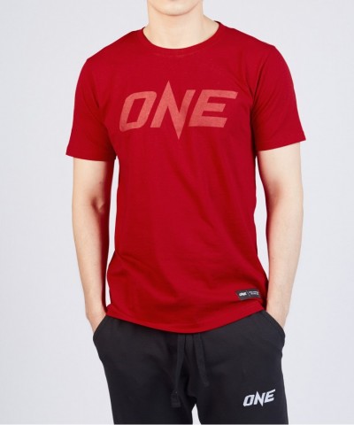 ONE Red Monotone Logo Tee for Men