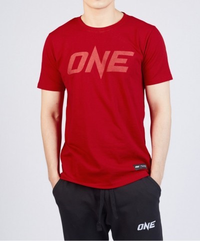 ONE Red Monotone Logo Tee for Men