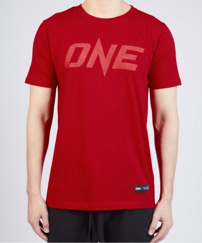 ONE Red Monotone Logo Tee for Men