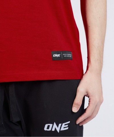 ONE Red Monotone Logo Tee for Men