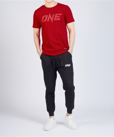 ONE Red Monotone Logo Tee for Men