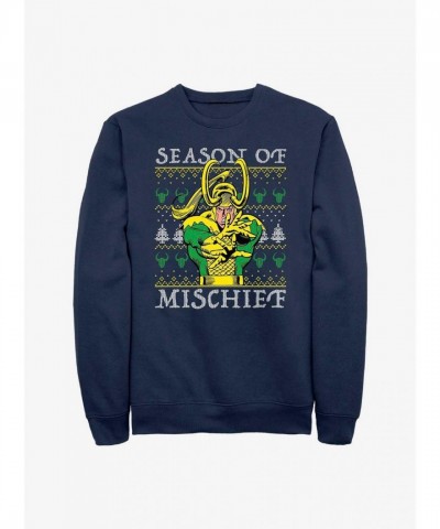 Marvel Mischief Season Ugly Christmas Sweatshirt - Blue for Men