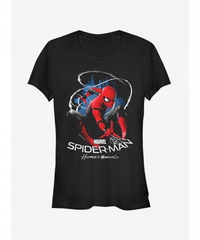 Marvel Spider-Man Homecoming Black Web Lasso Tee for Girls