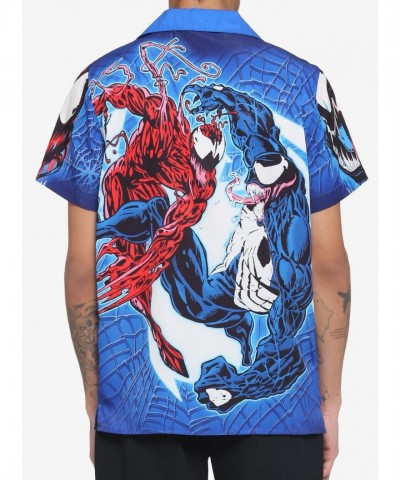 Marvel Unisex Woven Button-Up with Venom & Carnage Graphics