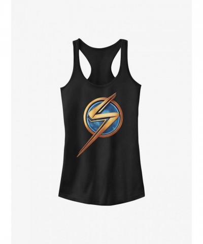 Marvel Ms. Marvel Iconic Logo Girls Tank Top - Black