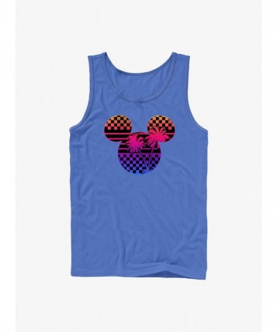 Disney Men's Comfortable Mickey Mouse Roadster Palm Blue Tank Top