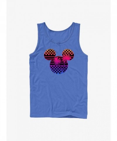 Disney Men's Comfortable Mickey Mouse Roadster Palm Blue Tank Top