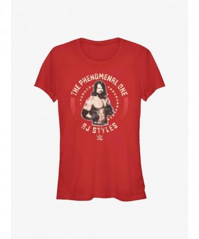 AJ Styles Phenomenal Red Girls T-Shirt - Lightweight Cotton