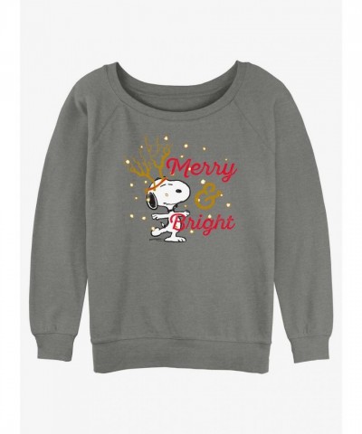 Peanuts Grey Merry & Bright Girls Slouchy Sweatshirt