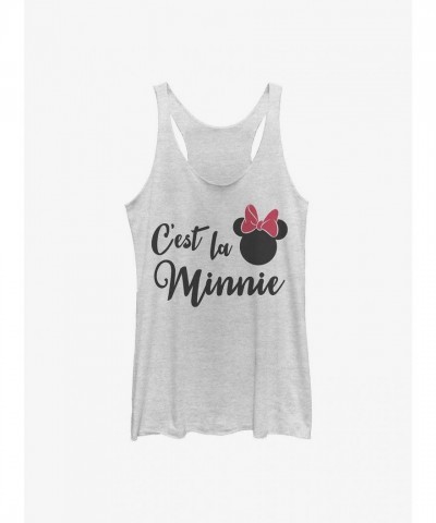 Disney Minnie Mouse C'est La Minnie Girls White Tank Top