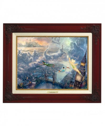 Tinker Bell and Peter Pan Soaring to Never Land Framed Canvas by Thomas Kinkade