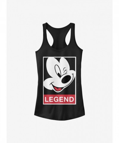 Disney Girls Cotton Mickey Mouse Legend Tank Top - Black