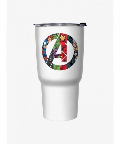 Marvel Heroes Travel Mug - White with Avengers Icons