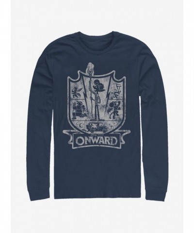 Disney Pixar Onward Crest Long Sleeve T-Shirt for Men - Blue