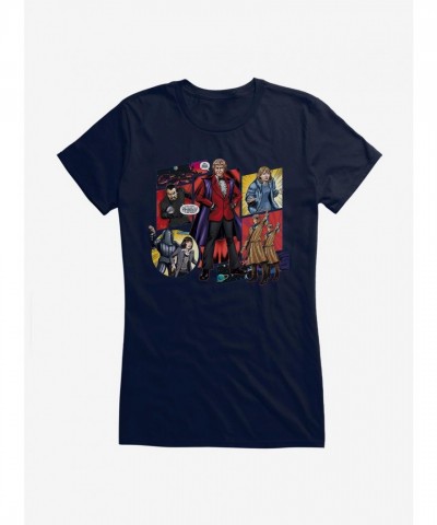 Doctor Who 3rd Doctor Cartoon Scene Junior Girls T-Shirt
