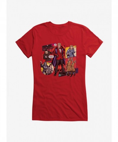 Doctor Who 3rd Doctor Cartoon Scene Junior Girls T-Shirt