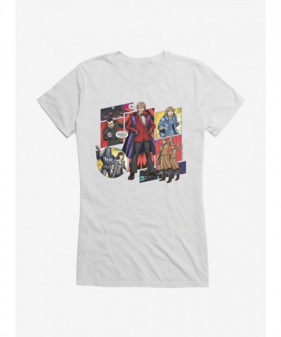 Doctor Who 3rd Doctor Cartoon Scene Junior Girls T-Shirt