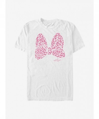 Disney Minnie Mouse White Pink Leopard Print T-Shirt for Men