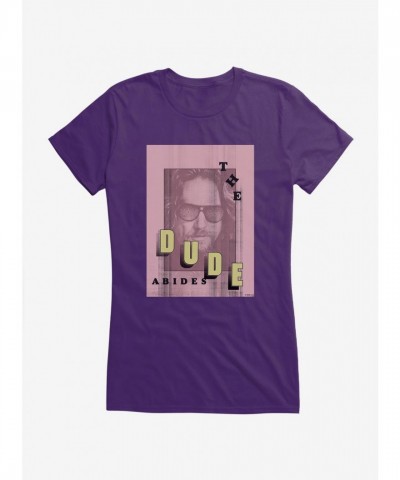 The Big Lebowski "The Dude Abides" Pink Junior T-Shirt