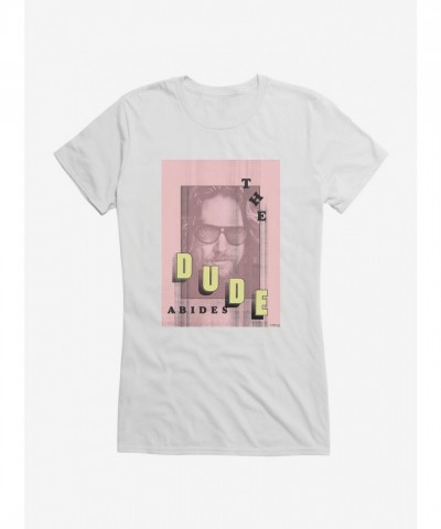The Big Lebowski "The Dude Abides" Pink Junior T-Shirt