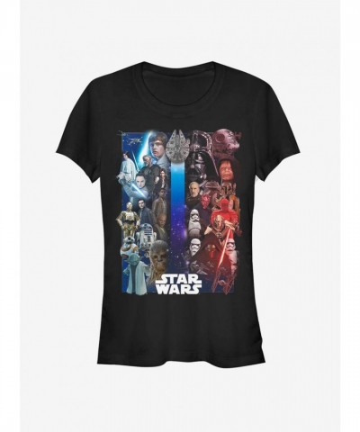 Star Wars Characters Fitted T-Shirt for Girls - Black