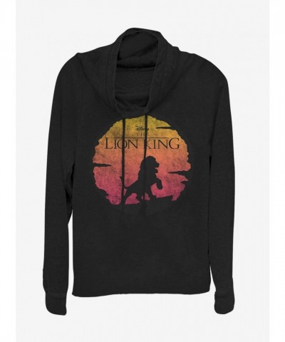 Disney Junior Girls Cowl Neck Sweatshirt - The Lion King Kinged Design - Black