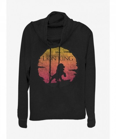 Disney Junior Girls Cowl Neck Sweatshirt - The Lion King Kinged Design - Black
