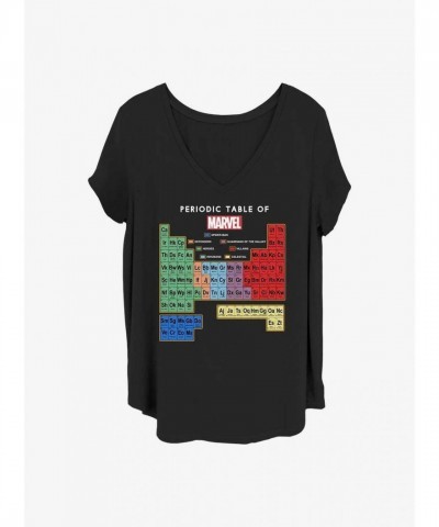 Marvel Girls Periodic Heroes T-Shirt - Black Plus Size